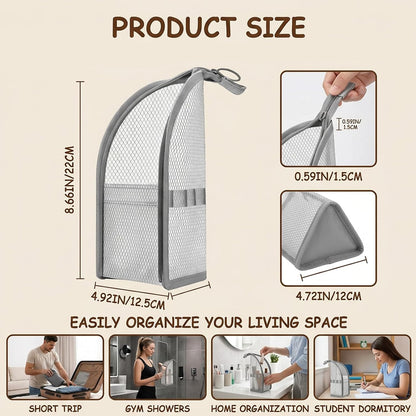 Standing Toiletry Bag, Hanging Travel Toiletry Bag with Clear Compartments, Large Makeup Bag for Organized Travel Essentials, White Standing Make Up Bag with Multiple Pockets(Grey)