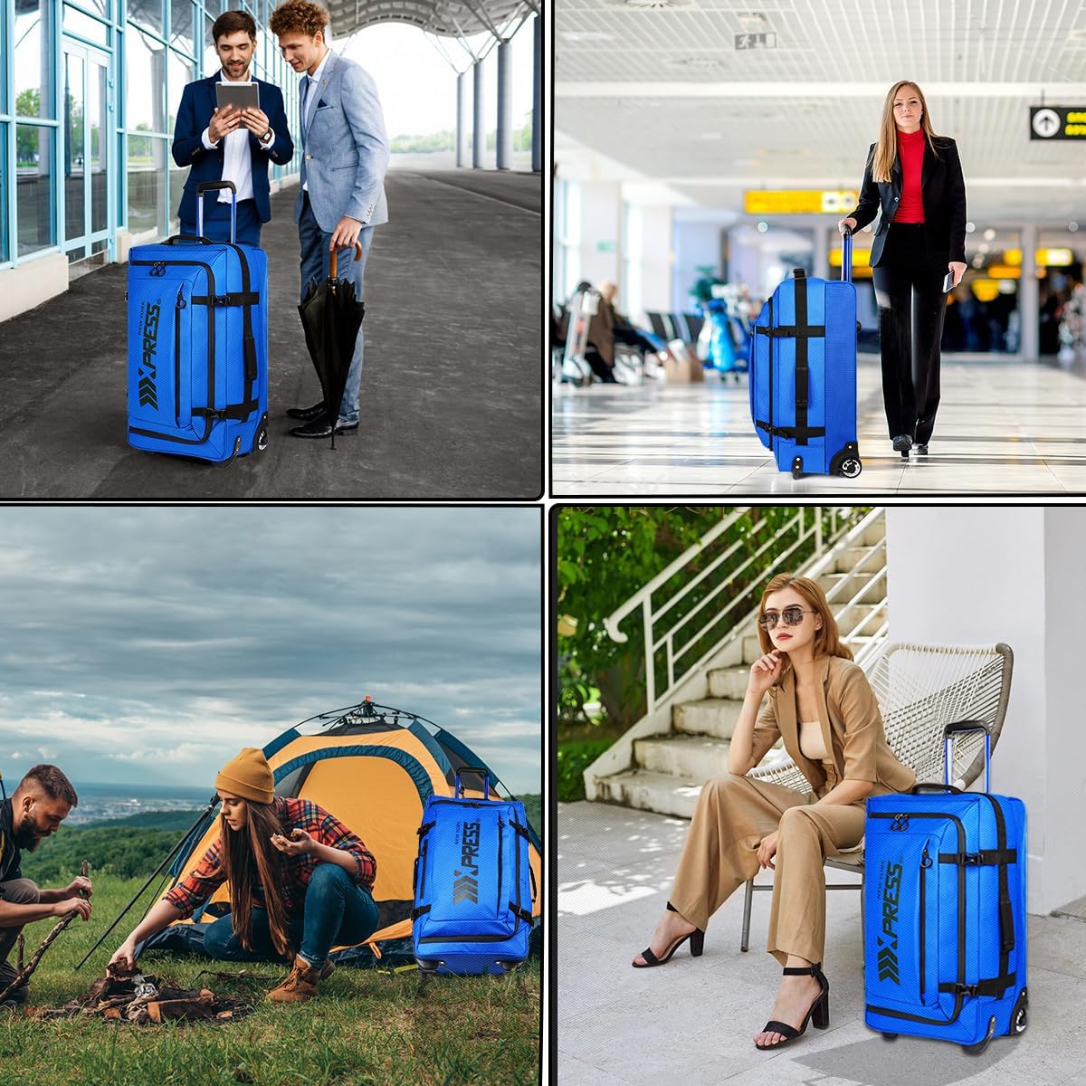 26'' Rolling Duffle Bag with Wheels,Rolling Duffle Bag w/Handle,Carry on Luggage Travel Duffle Bags for Man Women（26,Armygreen）