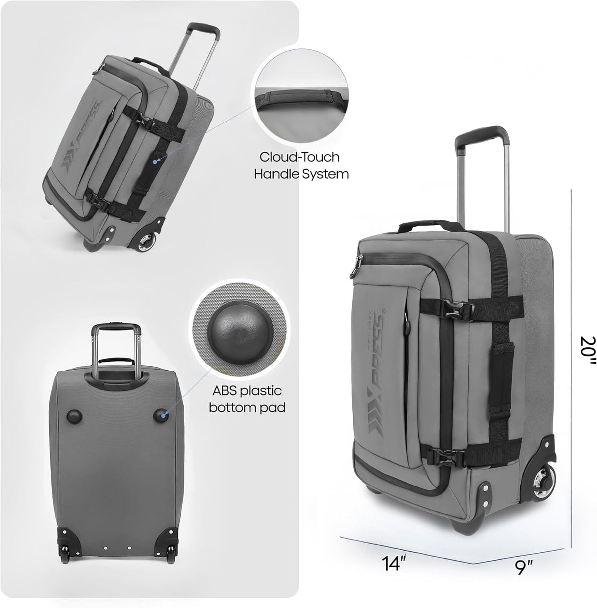 26'' Rolling Duffle Bag with Wheels,Rolling Duffle Bag w/Handle,Carry on Luggage Travel Duffle Bags for Man Women（26,Armygreen）