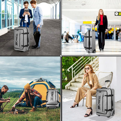 26'' Rolling Duffle Bag with Wheels,Rolling Duffle Bag w/Handle,Carry on Luggage Travel Duffle Bags for Man Women（26,Armygreen）