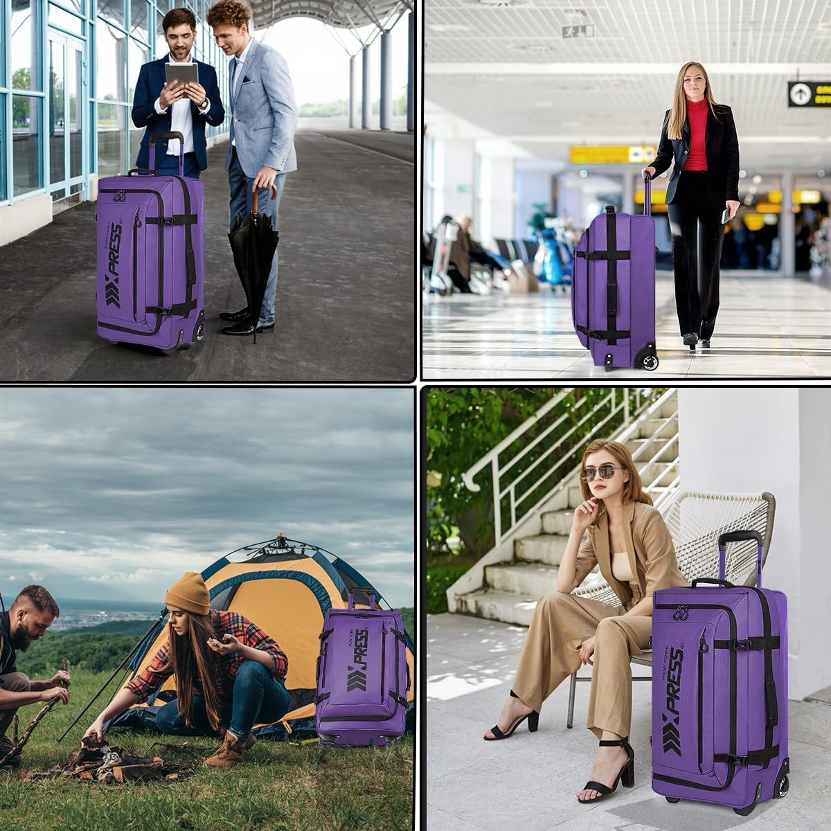 26'' Rolling Duffle Bag with Wheels,Rolling Duffle Bag w/Handle,Carry on Luggage Travel Duffle Bags for Man Women（26,Armygreen）