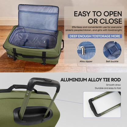 26'' Rolling Duffle Bag with Wheels,Rolling Duffle Bag w/Handle,Carry on Luggage Travel Duffle Bags for Man Women（26,Armygreen）