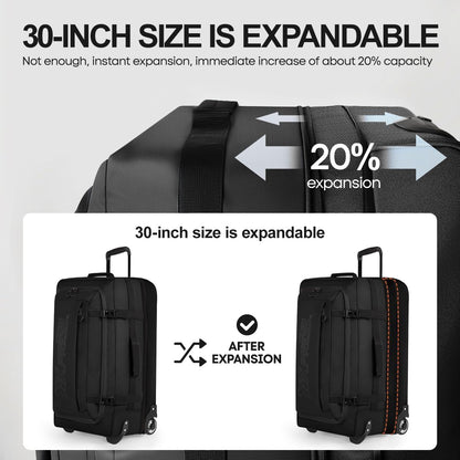 26'' Rolling Duffle Bag with Wheels,Rolling Duffle Bag w/Handle,Carry on Luggage Travel Duffle Bags for Man Women（26,Armygreen）