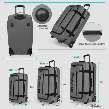 26'' Rolling Duffle Bag with Wheels,Rolling Duffle Bag w/Handle,Carry on Luggage Travel Duffle Bags for Man Women（26,Armygreen）