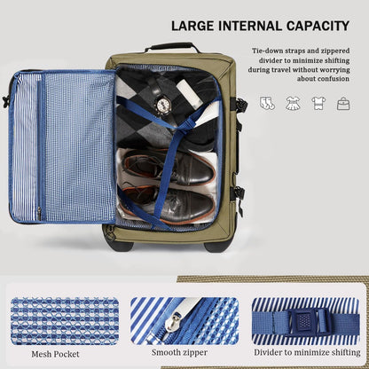 26'' Rolling Duffle Bag with Wheels,Rolling Duffle Bag w/Handle,Carry on Luggage Travel Duffle Bags for Man Women（26,Armygreen）