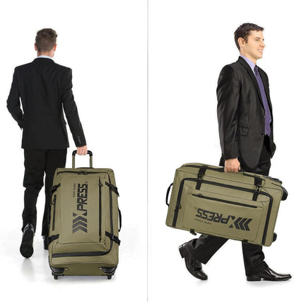26'' Rolling Duffle Bag with Wheels,Rolling Duffle Bag w/Handle,Carry on Luggage Travel Duffle Bags for Man Women（26,Armygreen）
