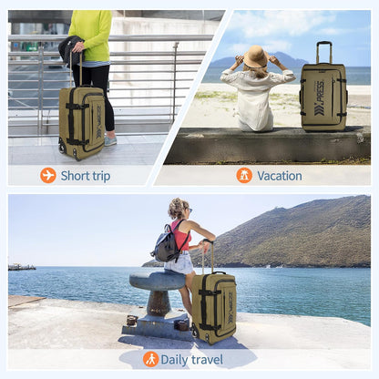 26'' Rolling Duffle Bag with Wheels,Rolling Duffle Bag w/Handle,Carry on Luggage Travel Duffle Bags for Man Women（26,Armygreen）