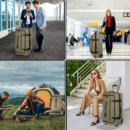 26'' Rolling Duffle Bag with Wheels,Rolling Duffle Bag w/Handle,Carry on Luggage Travel Duffle Bags for Man Women（26,Armygreen）