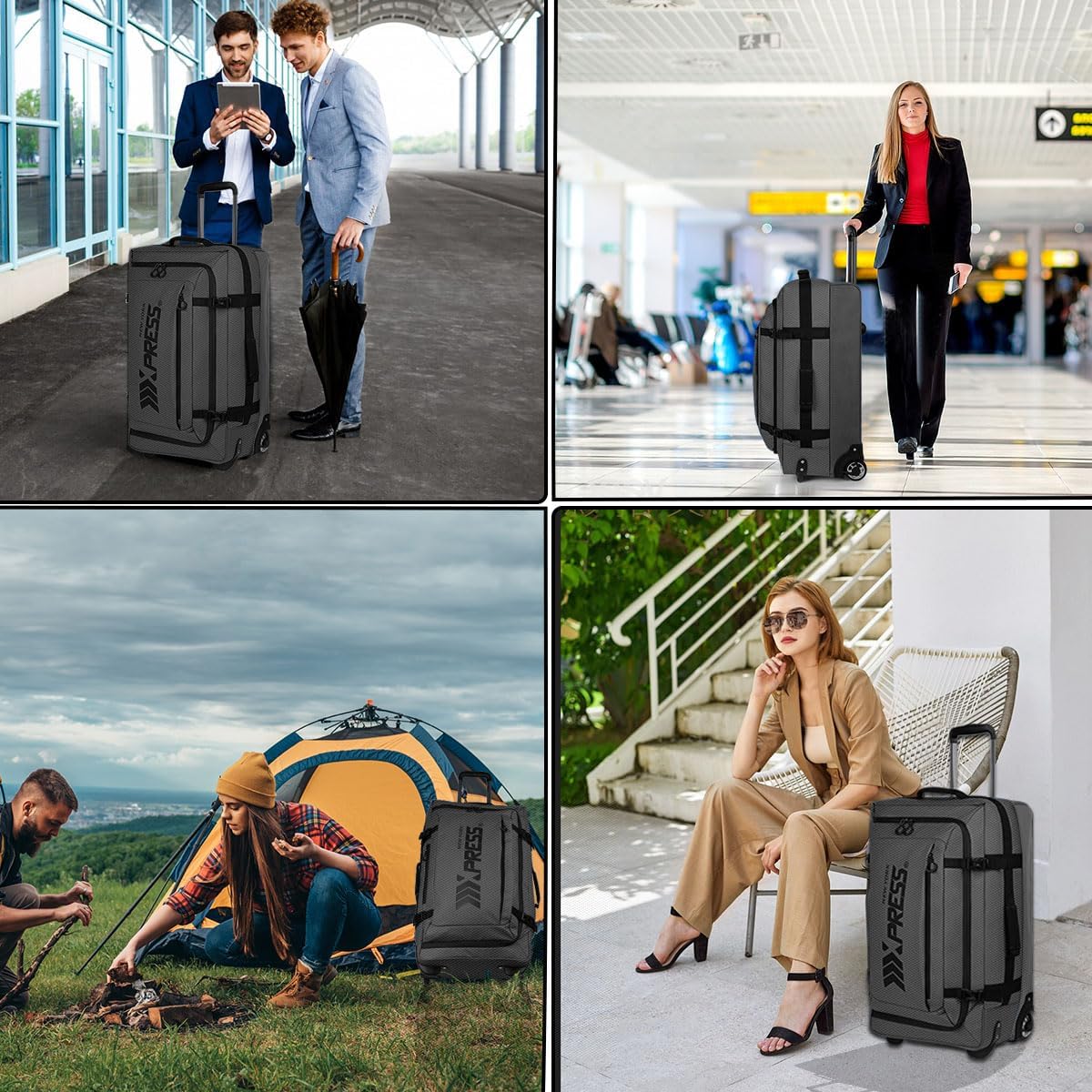 26'' Rolling Duffle Bag with Wheels,Rolling Duffle Bag w/Handle,Carry on Luggage Travel Duffle Bags for Man Women（26,Armygreen）