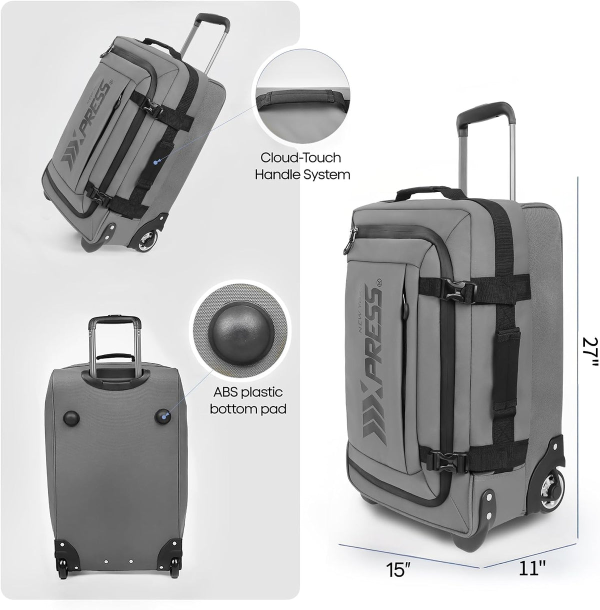 26'' Rolling Duffle Bag with Wheels,Rolling Duffle Bag w/Handle,Carry on Luggage Travel Duffle Bags for Man Women（26,Armygreen）