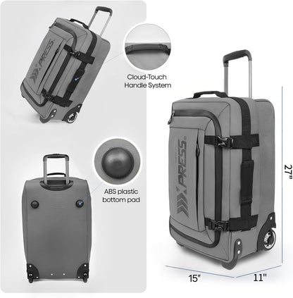 26'' Rolling Duffle Bag with Wheels,Rolling Duffle Bag w/Handle,Carry on Luggage Travel Duffle Bags for Man Women（26,Armygreen）