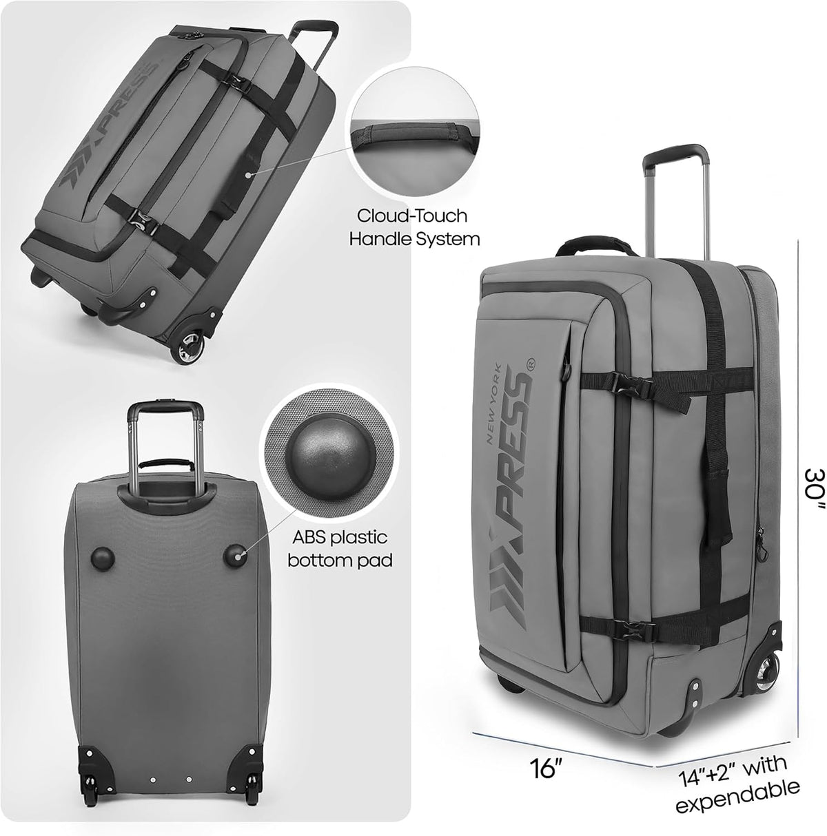 26'' Rolling Duffle Bag with Wheels,Rolling Duffle Bag w/Handle,Carry on Luggage Travel Duffle Bags for Man Women（26,Armygreen）