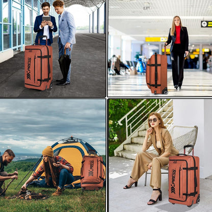 26'' Rolling Duffle Bag with Wheels,Rolling Duffle Bag w/Handle,Carry on Luggage Travel Duffle Bags for Man Women（26,Armygreen）