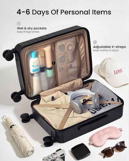 Hard Shell Carry On Luggage 22x14x9 Airline Approved,22 Inch Cute Carry On Suitcase with Spinner Wheel TSA Lock,Lightweight Travel Luggage Roller Rolling Suitcase,Gifts for Men & Women,Beige