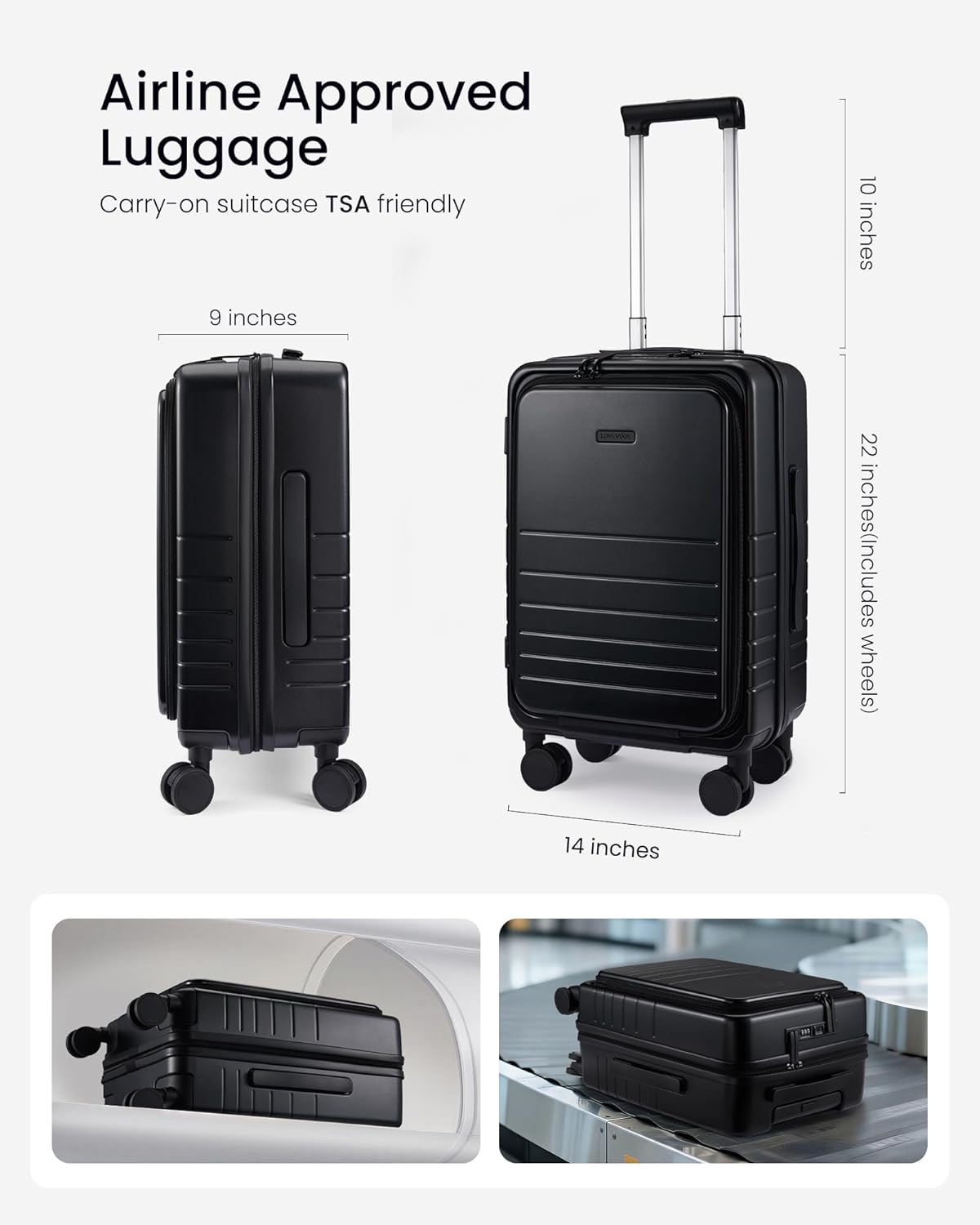 Hard Shell Carry On Luggage 22x14x9 Airline Approved,22 Inch Cute Carry On Suitcase with Spinner Wheel TSA Lock,Lightweight Travel Luggage Roller Rolling Suitcase,Gifts for Men & Women,Beige