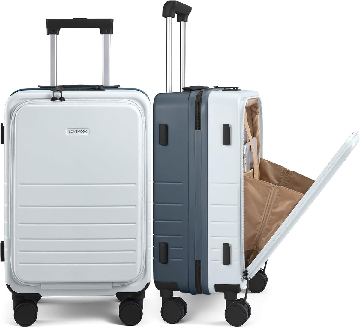 Hard Shell Carry On Luggage 22x14x9 Airline Approved,22 Inch Cute Carry On Suitcase with Spinner Wheel TSA Lock,Lightweight Travel Luggage Roller Rolling Suitcase,Gifts for Men & Women,Beige