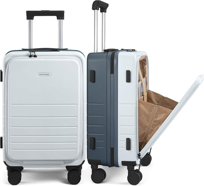 Hard Shell Carry On Luggage 22x14x9 Airline Approved,22 Inch Cute Carry On Suitcase with Spinner Wheel TSA Lock,Lightweight Travel Luggage Roller Rolling Suitcase,Gifts for Men & Women,Beige
