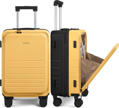 Hard Shell Carry On Luggage 22x14x9 Airline Approved,22 Inch Cute Carry On Suitcase with Spinner Wheel TSA Lock,Lightweight Travel Luggage Roller Rolling Suitcase,Gifts for Men & Women,Beige