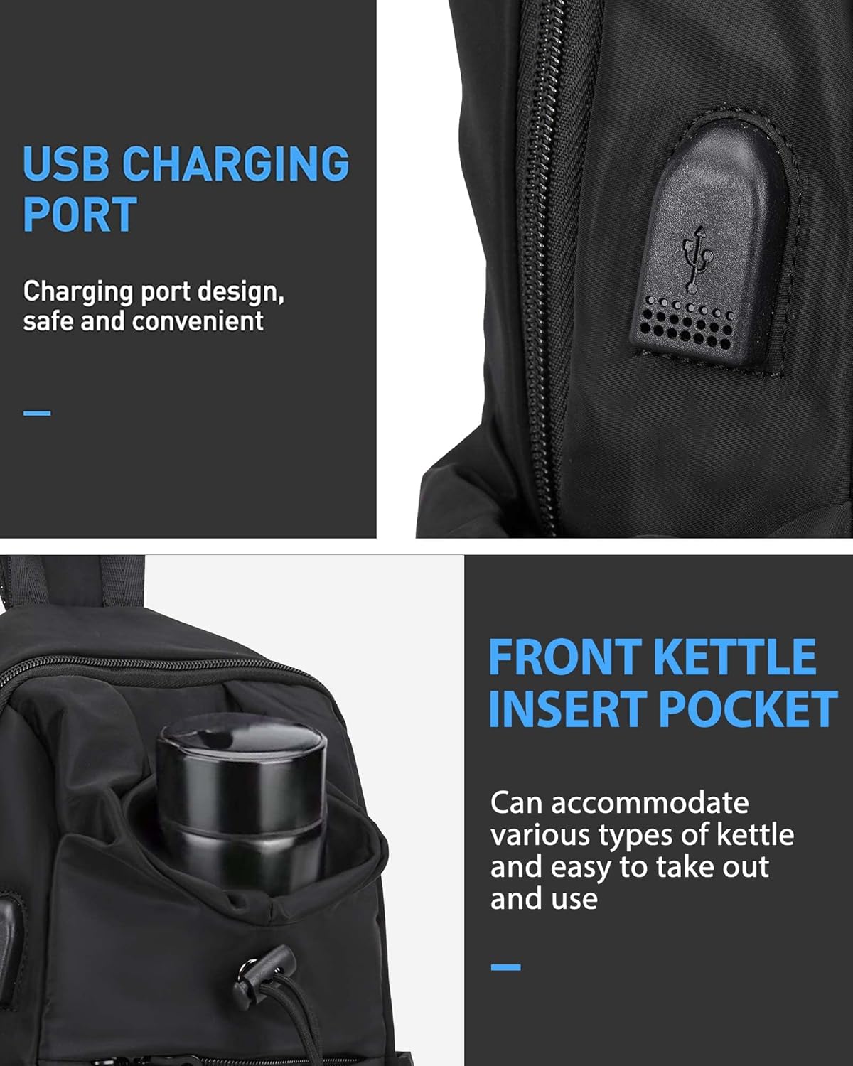Black Sling Crossbody Bag for Men Women, Tactical Backpack Shoulder Daypack Mini Anti-Theft Cross Body Motorcycle Chest Bags, Small One Strap Fanny Back Pack for Casual Travel Hiking Sport Gym