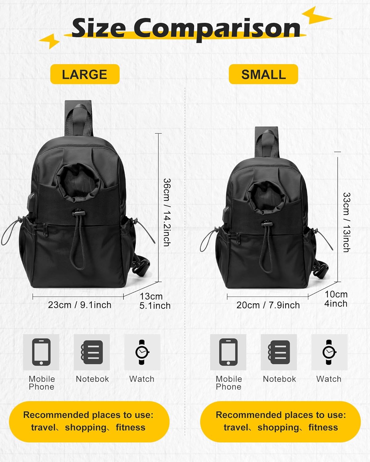 Black Sling Crossbody Bag for Men Women, Tactical Backpack Shoulder Daypack Mini Anti-Theft Cross Body Motorcycle Chest Bags, Small One Strap Fanny Back Pack for Casual Travel Hiking Sport Gym