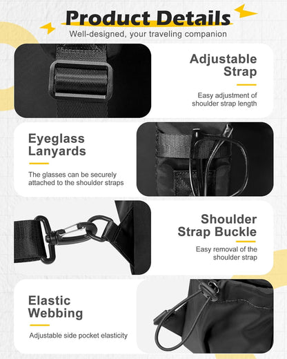 Black Sling Crossbody Bag for Men Women, Tactical Backpack Shoulder Daypack Mini Anti-Theft Cross Body Motorcycle Chest Bags, Small One Strap Fanny Back Pack for Casual Travel Hiking Sport Gym