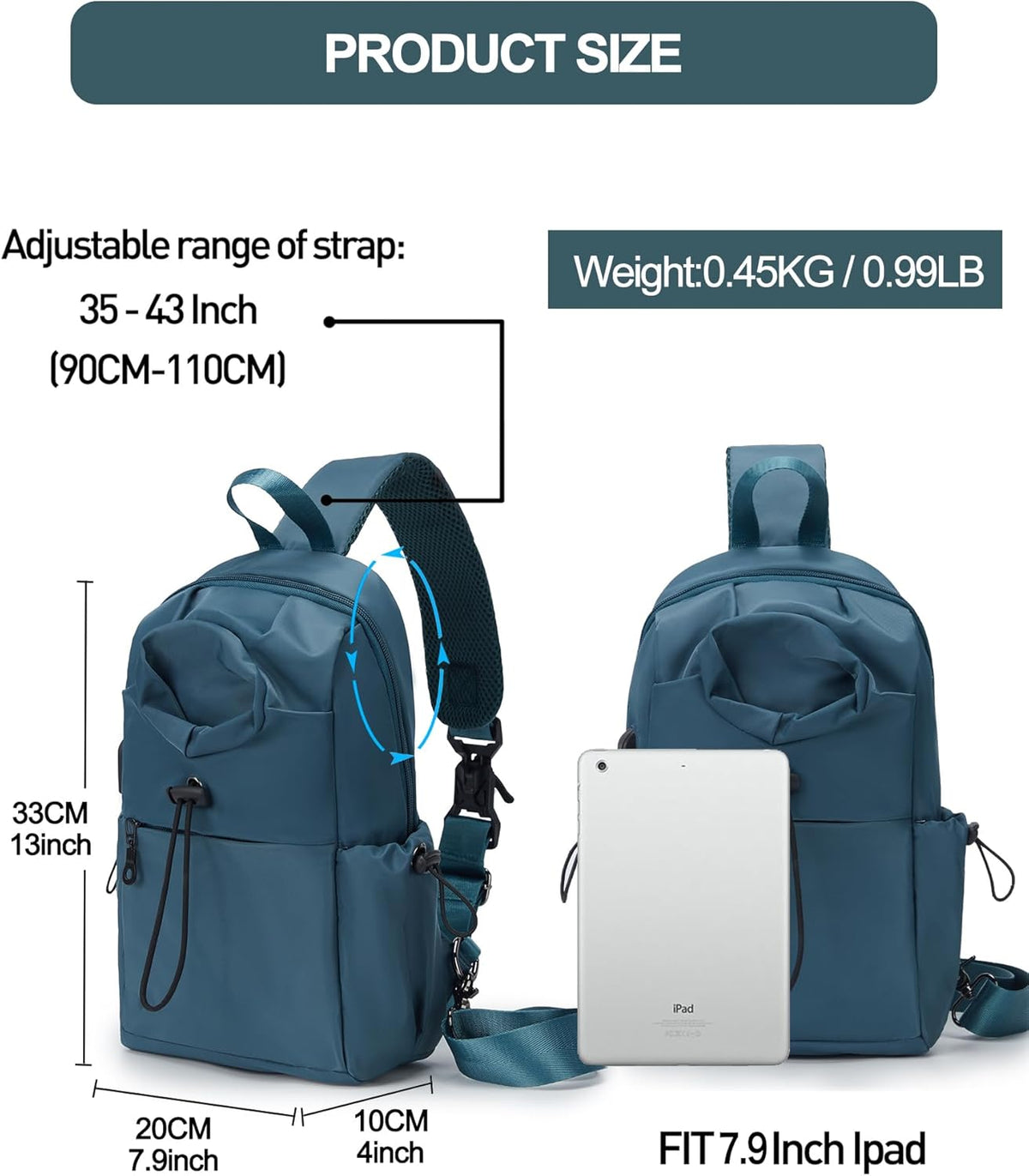 Black Sling Crossbody Bag for Men Women, Tactical Backpack Shoulder Daypack Mini Anti-Theft Cross Body Motorcycle Chest Bags, Small One Strap Fanny Back Pack for Casual Travel Hiking Sport Gym