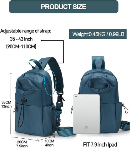 Black Sling Crossbody Bag for Men Women, Tactical Backpack Shoulder Daypack Mini Anti-Theft Cross Body Motorcycle Chest Bags, Small One Strap Fanny Back Pack for Casual Travel Hiking Sport Gym
