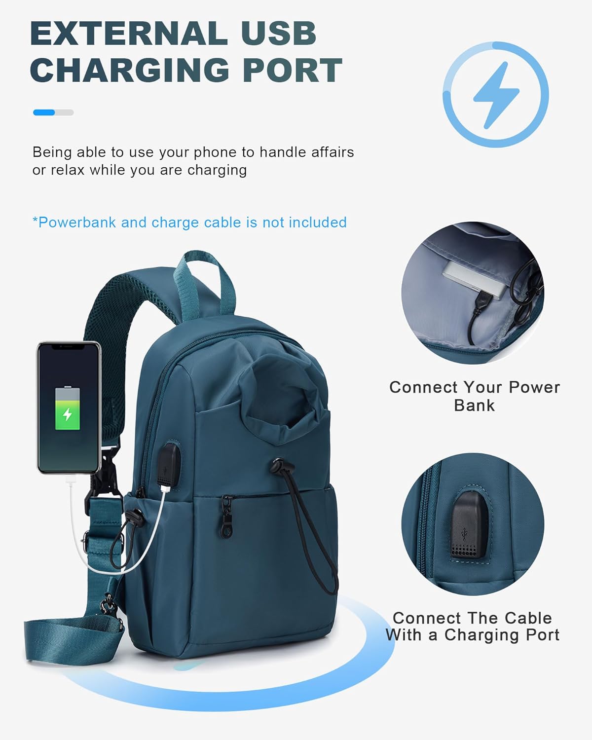 Black Sling Crossbody Bag for Men Women, Tactical Backpack Shoulder Daypack Mini Anti-Theft Cross Body Motorcycle Chest Bags, Small One Strap Fanny Back Pack for Casual Travel Hiking Sport Gym