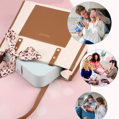 Travel Jewelry Box, PU leather Small Jewelry Organizer For Female Girls, double layer portable mini travel case for storing earrings, rings, necklaces.(Black)