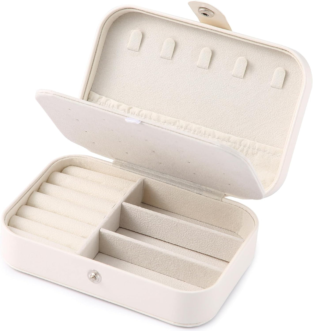 Travel Jewelry Box, PU leather Small Jewelry Organizer For Female Girls, double layer portable mini travel case for storing earrings, rings, necklaces.(Black)