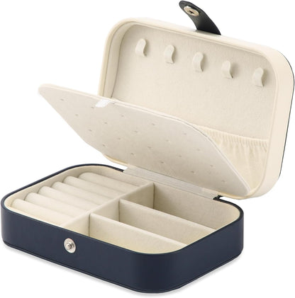 Travel Jewelry Box, PU leather Small Jewelry Organizer For Female Girls, double layer portable mini travel case for storing earrings, rings, necklaces.(Black)