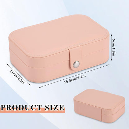 Travel Jewelry Box, PU leather Small Jewelry Organizer For Female Girls, double layer portable mini travel case for storing earrings, rings, necklaces.(Black)