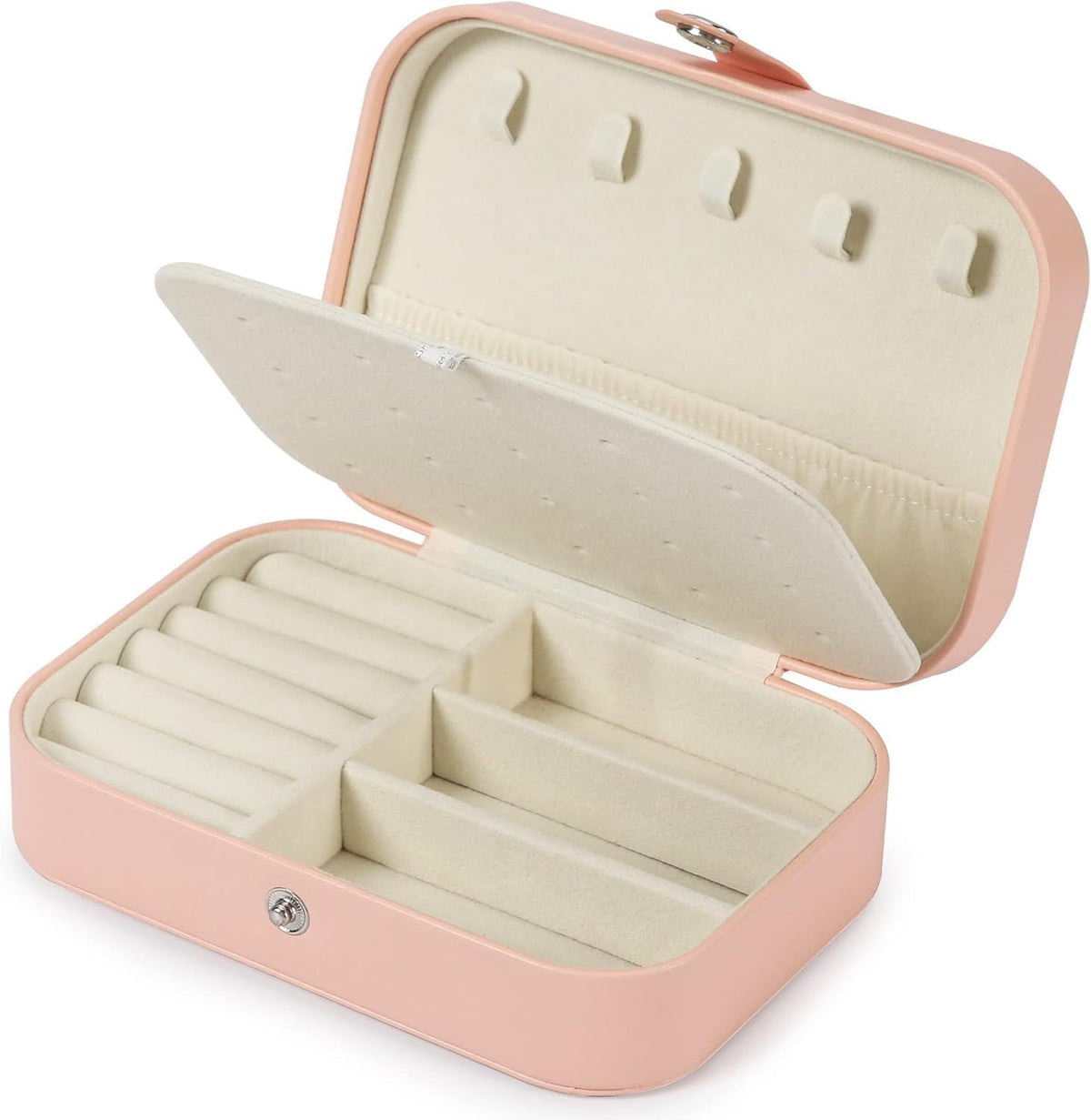 Travel Jewelry Box, PU leather Small Jewelry Organizer For Female Girls, double layer portable mini travel case for storing earrings, rings, necklaces.(Black)
