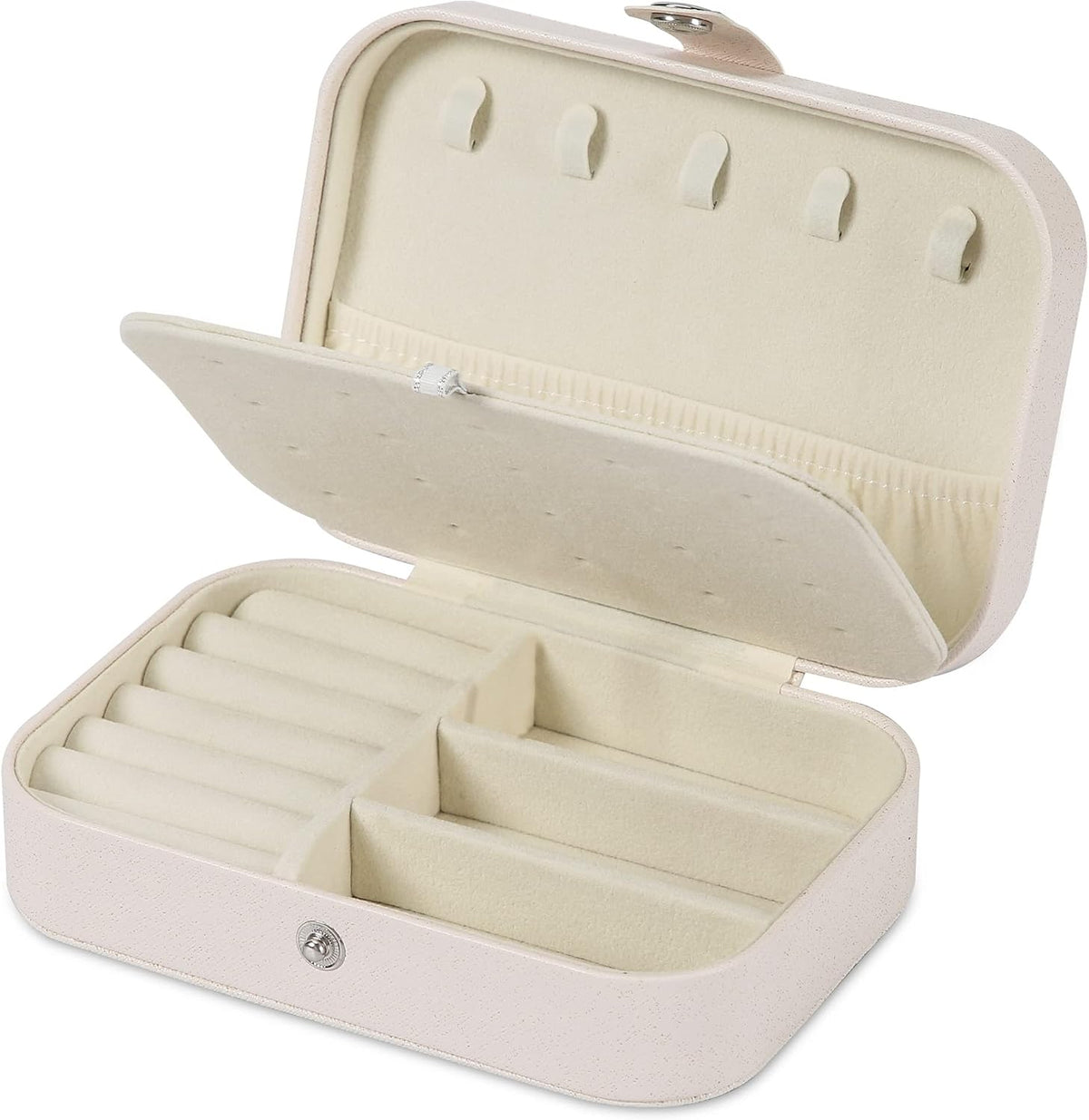 Travel Jewelry Box, PU leather Small Jewelry Organizer For Female Girls, double layer portable mini travel case for storing earrings, rings, necklaces.(Black)