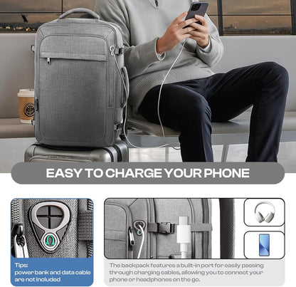 Carry on Backpack for 1-10 Days Trips, Extra Large 40L-50L Travel Backpack TSA Approved, Expandable Laptop Bagpack, Water Resistant Bag Compatible with 17.3 inch Laptops, Black
