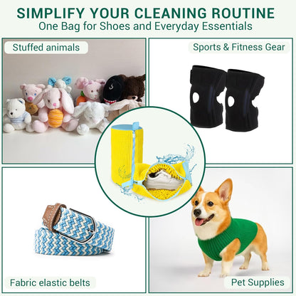 Shoe Washing Machine Bag - Set of 2 Shoe Bags, 360° Deep Clean Shoes Laundry, Reusable Shoe Bag for Washer, Sneaker washing machine bags, Yellow