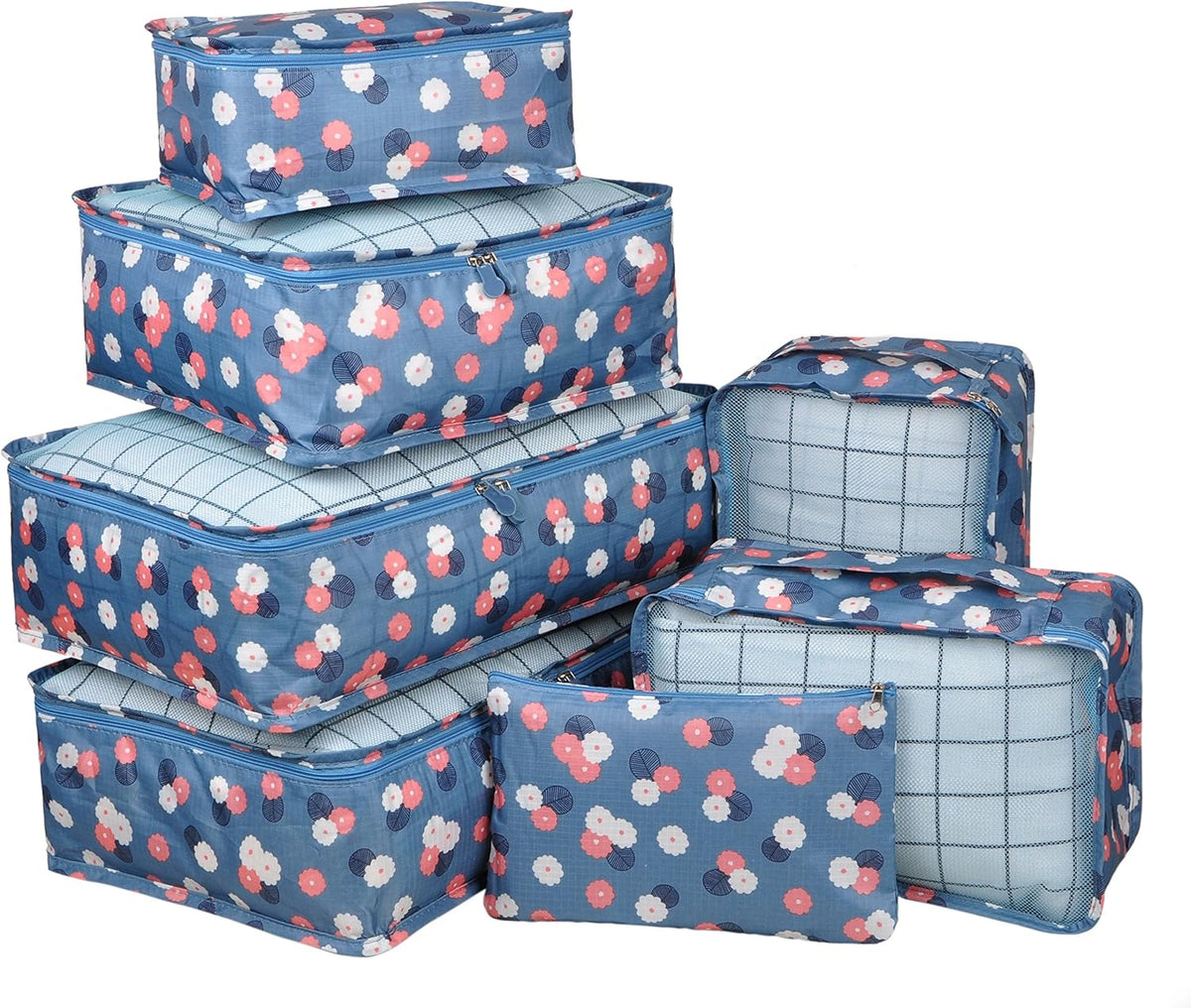 7 Set Travel Packing Organizers Cubes Luggage Suitcase Organizer Bags Clothes Underwear Cube Shoe Pouch Pack Pink Leopard