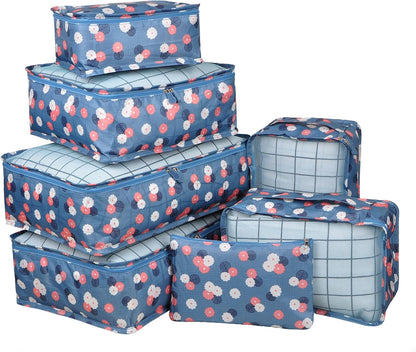 7 Set Travel Packing Organizers Cubes Luggage Suitcase Organizer Bags Clothes Underwear Cube Shoe Pouch Pack Pink Leopard