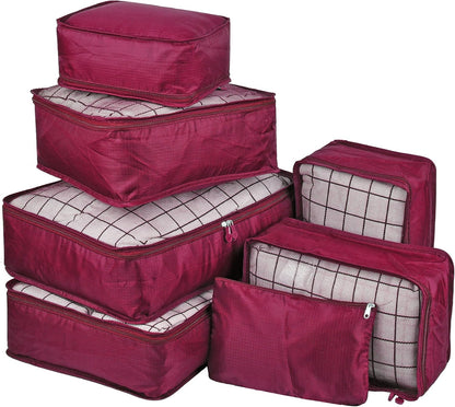 7 Set Travel Packing Organizers Cubes Luggage Suitcase Organizer Bags Clothes Underwear Cube Shoe Pouch Pack Pink Leopard