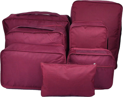 7 Set Travel Packing Organizers Cubes Luggage Suitcase Organizer Bags Clothes Underwear Cube Shoe Pouch Pack Pink Leopard