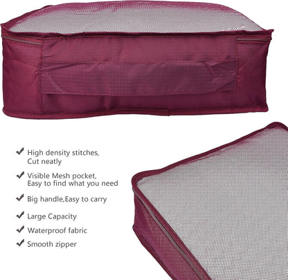7 Set Travel Packing Organizers Cubes Luggage Suitcase Organizer Bags Clothes Underwear Cube Shoe Pouch Pack Pink Leopard