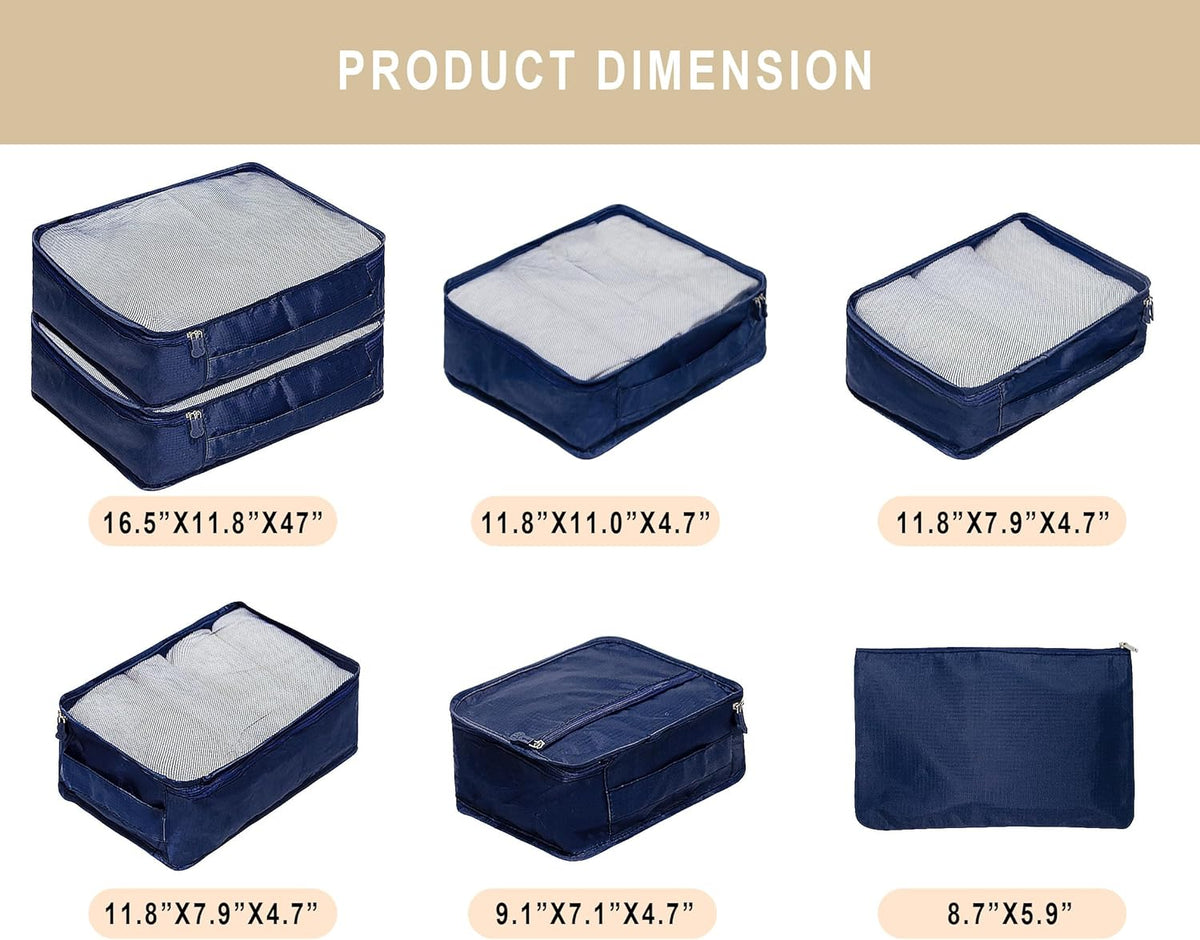 7 Set Travel Packing Organizers Cubes Luggage Suitcase Organizer Bags Clothes Underwear Cube Shoe Pouch Pack Pink Leopard