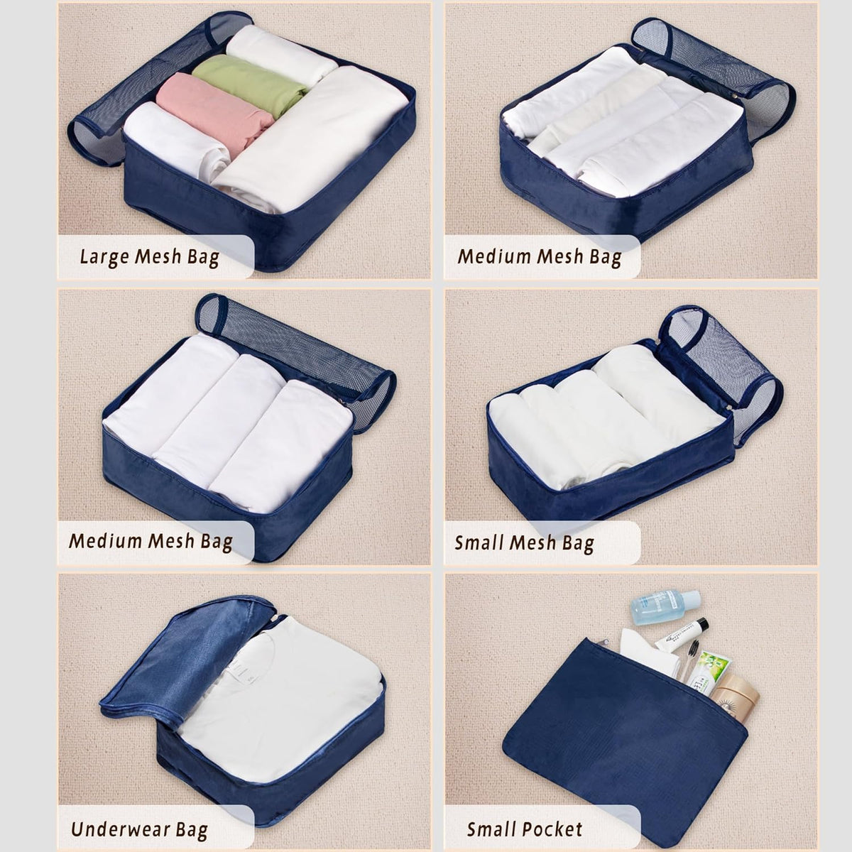 7 Set Travel Packing Organizers Cubes Luggage Suitcase Organizer Bags Clothes Underwear Cube Shoe Pouch Pack Pink Leopard