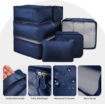 7 Set Travel Packing Organizers Cubes Luggage Suitcase Organizer Bags Clothes Underwear Cube Shoe Pouch Pack Pink Leopard