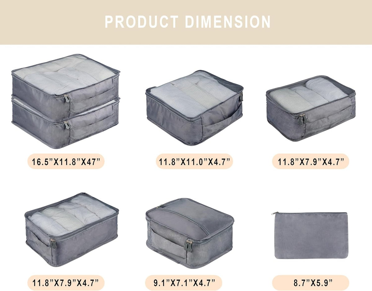 7 Set Travel Packing Organizers Cubes Luggage Suitcase Organizer Bags Clothes Underwear Cube Shoe Pouch Pack Pink Leopard