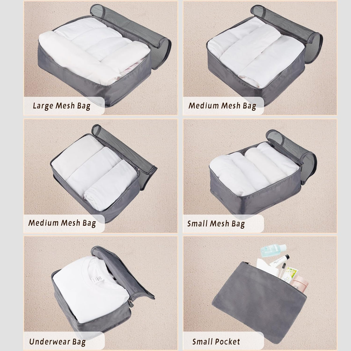 7 Set Travel Packing Organizers Cubes Luggage Suitcase Organizer Bags Clothes Underwear Cube Shoe Pouch Pack Pink Leopard
