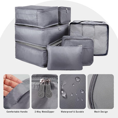 7 Set Travel Packing Organizers Cubes Luggage Suitcase Organizer Bags Clothes Underwear Cube Shoe Pouch Pack Pink Leopard