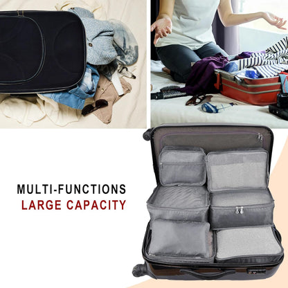 7 Set Travel Packing Organizers Cubes Luggage Suitcase Organizer Bags Clothes Underwear Cube Shoe Pouch Pack Pink Leopard