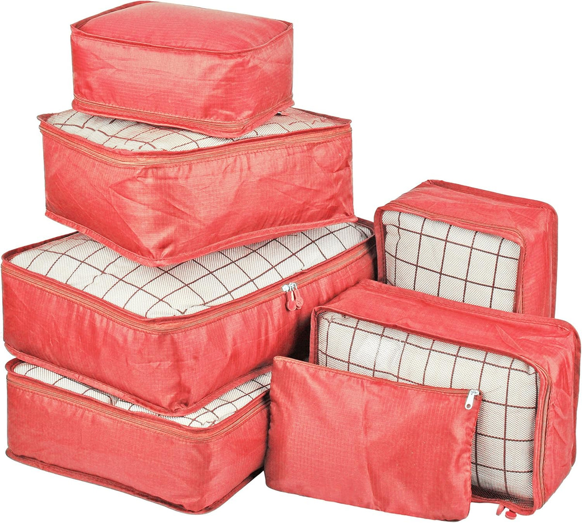 7 Set Travel Packing Organizers Cubes Luggage Suitcase Organizer Bags Clothes Underwear Cube Shoe Pouch Pack Pink Leopard