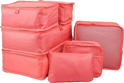 7 Set Travel Packing Organizers Cubes Luggage Suitcase Organizer Bags Clothes Underwear Cube Shoe Pouch Pack Pink Leopard